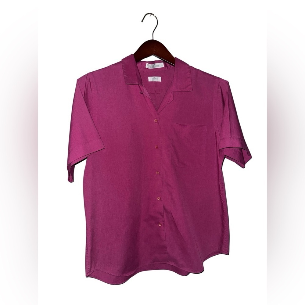 Vintage 90s Y2K Alicia Pink Button Front Blouse – 21” PTP